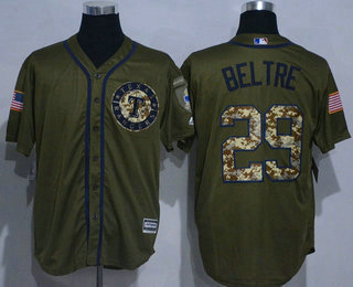 Men's Texas Rangers #29 Adrian Beltre Green Salute to Service Cool Base Stitched MLB Jersey