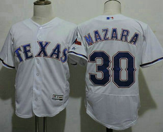 Men's Texas Rangers #30 Nomar Mazara White Home 2016 Flexbase Majestic Baseball Jersey