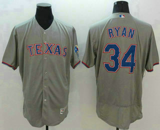 Men's Texas Rangers #34 Nolan Ryan Grey Flexbase 2016 MLB Player Jersey