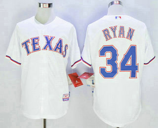 Men's Texas Rangers #34 Nolan Ryan Retired White Home Baseball Jersey