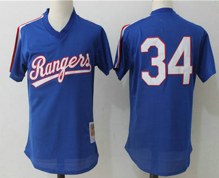 Men's Texas Rangers #34 Nolan Ryan Royal Blue Mesh Batting Practice 1989 Throwback Jersey By Mitchell & Ness