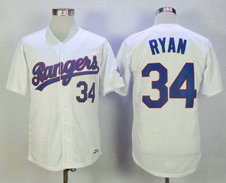 Men's Texas Rangers #34 Nolan Ryan White Stitched MLB 1986 Majestic Cool Base Cooperstown Collection Player Jersey