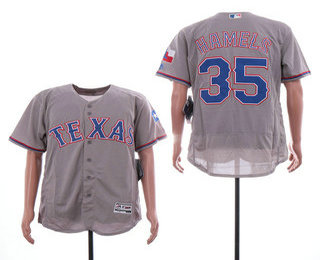 Men's Texas Rangers #35 Cole Hamels Gray Road Stitched MLB Flex Base Jersey