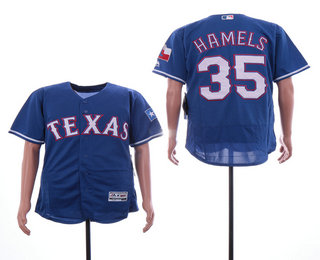 Men's Texas Rangers #35 Cole Hamels Royal Blue Stitched MLB Flex Base Jersey