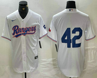 Men's Texas Rangers #42 Jackie Robinson White Cool Base Stitched Baseball Jersey