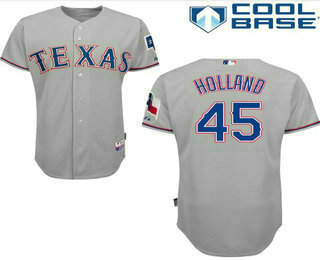 Men's Texas Rangers #45 Derek Holland Gray Road Stitched Baseball Jersey