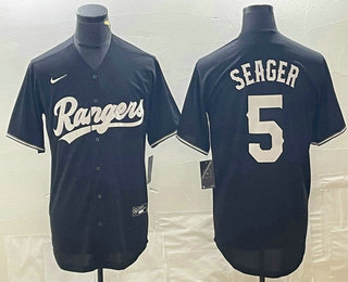 Men's Texas Rangers #5 Corey Seager Black Stitched Cool Base Nike Jersey