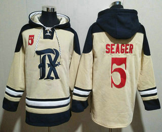 Men's Texas Rangers #5 Corey Seager Cream Ageless Must Have Lace Up Pullover Hoodie