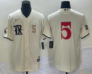 Men's Texas Rangers #5 Corey Seager Number Cream 2023 City Connect Stitched Baseball Jersey 02