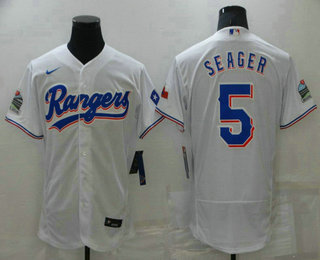 Men's Texas Rangers #5 Corey Seager White Stitched MLB Flex Base Nike Jersey