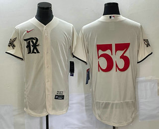 Men's Texas Rangers #53 Adolis Garcia Cream 2023 City Connect Flex Base Stitched Jersey 01