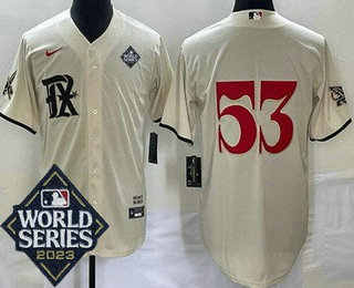 Men's Texas Rangers #53 Adolis Garcia Cream City 2023 World Series Cool Base Jersey