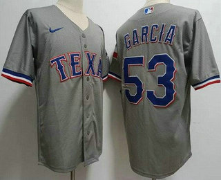 Men's Texas Rangers #53 Adolis Garcia Gray Team Logo Cool Base Jersey