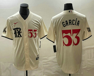 Men's Texas Rangers #53 Adolis Garcia Number Cream 2023 City Connect Cool Base Stitched Jersey 11