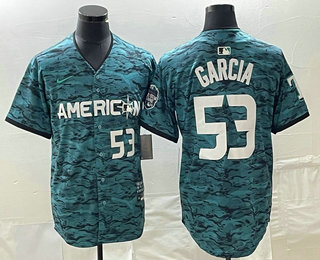 Men's Texas Rangers #53 Adolis Garcia Number Teal 2023 All Star Stitched Baseball Jersey