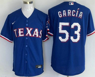 Men's Texas Rangers #53 Adolis Garcia Royal Team Logo Cool Base Jersey