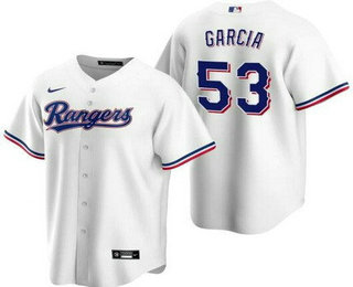 Men's Texas Rangers #53 Adolis Garcia White Cool Base Jersey