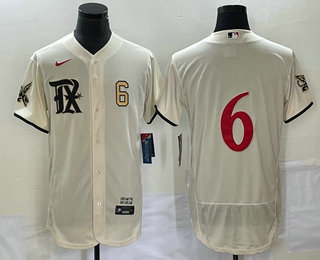 Men's Texas Rangers #6 Josh Jung Name Cream 2023 City Connect Flex Base Stitched Baseball Jersey