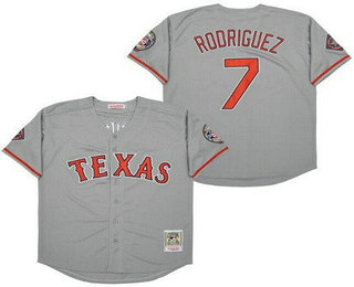 Men's Texas Rangers #7 Ivan Rodriguez Gray 2017 Hall of Fame Throwback Jersey