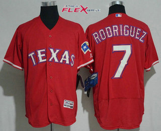 Men's Texas Rangers #7 Ivan Rodriguez Retired Red Stitched MLB Majestic Flex Base Jersey