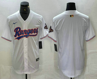 Men's Texas Rangers Bank White 2023 World Series Champions Cool Base Jersey 11