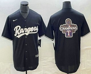 Men's Texas Rangers Blank Black 2023 World Series Champions Cool Base Jersey