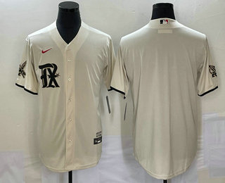 Men's Texas Rangers Blank Cream 2023 City Connect Cool Base Stitched Baseball Jersey