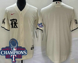 Men's Texas Rangers Blank Cream City 2023 World Series Champions Cool Base Jersey