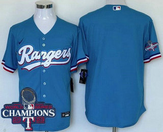 Men's Texas Rangers Blank Ligth Blue 2023 World Series Champions Cool Base Jersey