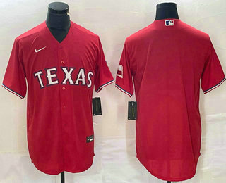 Men's Texas Rangers Blank Red Team Logo Cool Base Jersey