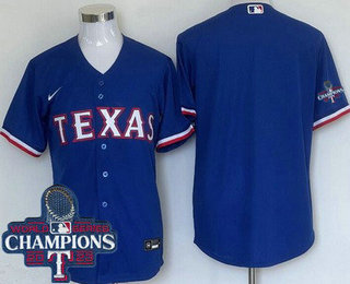 Men's Texas Rangers Blank Royal 2023 World Series Champions Cool Base Jersey