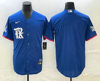 Men's Texas Rangers Blank Royal Blue 2023 City Connect Stitched Baseball Jersey