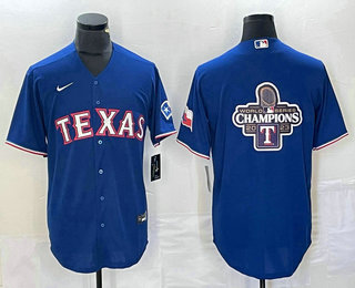 Men's Texas Rangers Blank Royal Team Big Logo Cool Base Jersey