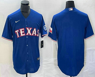 Men's Texas Rangers Blank Royal Team Logo Cool Base Jersey