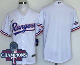 Men's Texas Rangers Blank White 2023 World Series Champions Cool Base Jersey