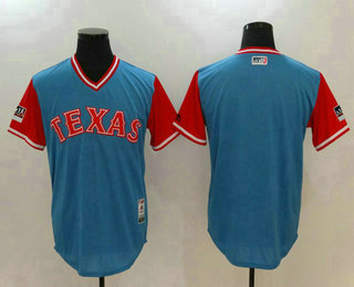 Men's Texas Rangers Majestic Light Blue-Red 2018 Players' Weekend Authentic Team Jersey