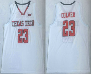 Men's Texas Tech Red Raiders #23 Jarrett Culver White Basketball Jersey