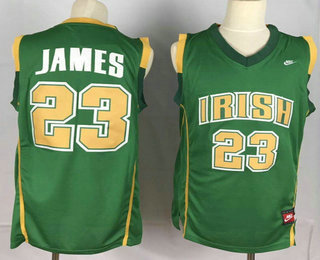 Men's The Fighting Irish #23 Lebron James Green Soul Swingman High School Basketball Jersey