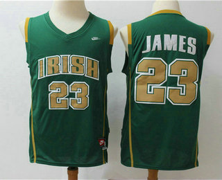 Men's The Fighting Irish #23 Lebron James Green Soul Swingman High School Basketball Jersey