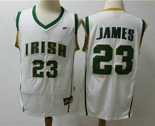 Men's The Fighting Irish #23 Lebron James White Soul Swingman High School Basketball Jersey