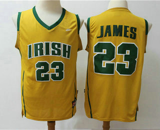 Men's The Fighting Irish #23 Lebron James Yellow Soul Swingman High School Basketball Jersey