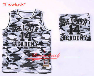 Men's The Movie Bel Air Academy #14 Will Smith Grey With Camo Swingman Basketball Jersey