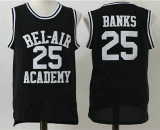 Men's The Movie Bel Air Academy #25 Banks Black Swingman Basketball Jersey