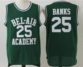 Men's The Movie Bel Air Academy #25 Banks Green Swingman Basketball Jersey