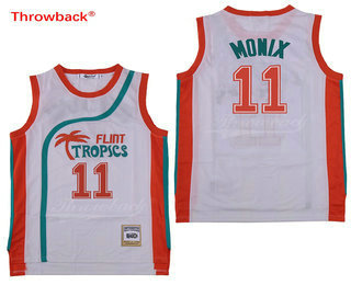 Men's The Movie Flint Tropics #11 Ed Monix White Soul Swingman Basketball Jersey