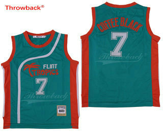 Men's The Movie Flint Tropics #7 Coffee Black Teal Green Soul Swingman Basketball Jersey