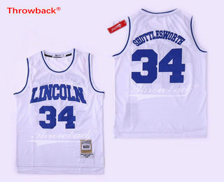 Men's The Movie He Got Game Lincoln #34 Ray Allen Jesus Shuttlesworth White Swingman Basketball Jersey