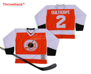 Men's The Movie Slap Shot Syracuse Bulldoges #2 Ogie Ogilthorpe Orange Stitched Hockey Jersey