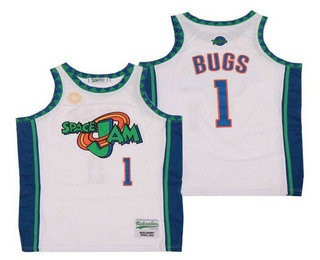 Men's The Movie Space Jam #1 Bugs Bunny White Soul Swingman Basketball Jersey