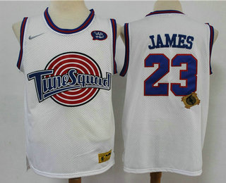 Men's The Movie Space Jam #23 LeBron James White Soul Swingman Basketball Jersey